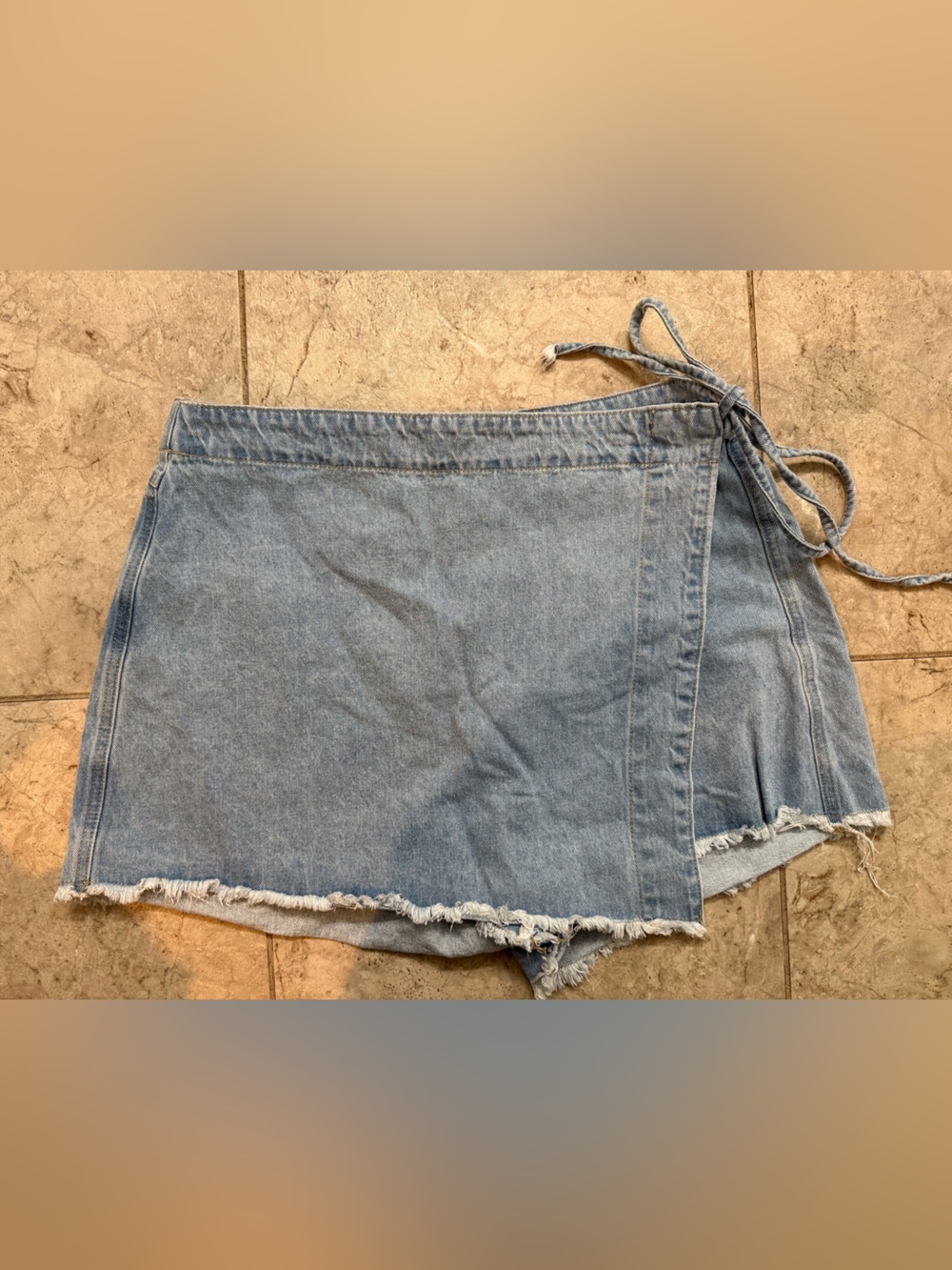 Forever 21 Light Blue Denim Wrap Mini Skort